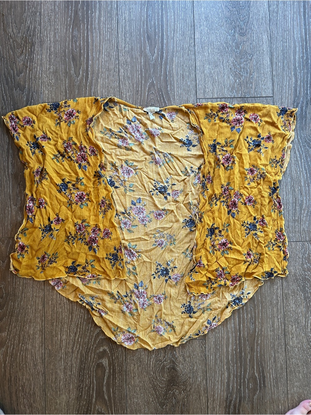 emory park Mustard Floral Open-Front Kimono